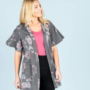 Agnes & Dora™ Flutter Sleeve Cardi Charcoal Floral